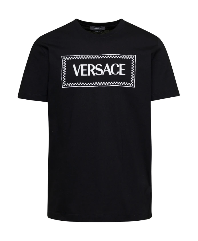 

Винтажная футболка с логотипом и поло Versace, черный