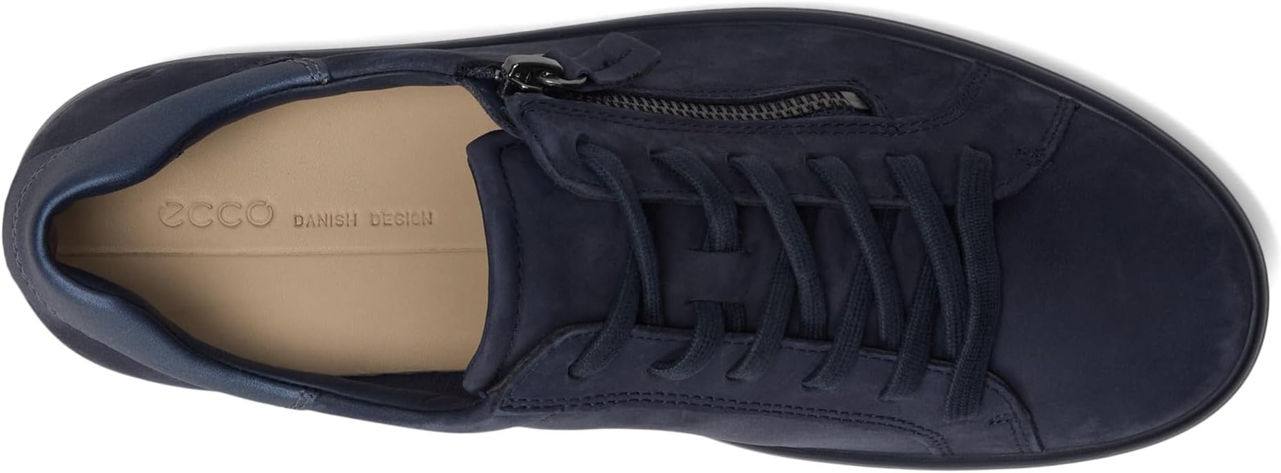 Кроссовки ECCO Soft 7 Side Zip Lace Sneakers, цвет Marine Nubuck/Greystone Metallic — фото 2