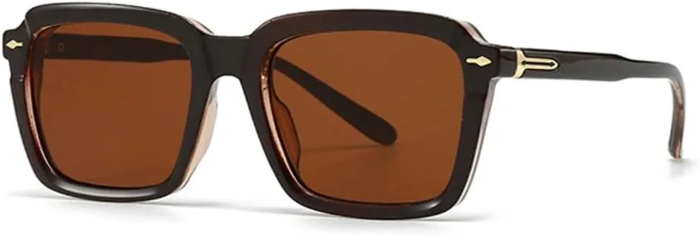 

Популярные солнцезащитные очки с градиентным покрытием для женщин и мужчин, защита от УФ-излучения UV400, винтажный дизайн с заклепками UATXTAU, Brown Tea