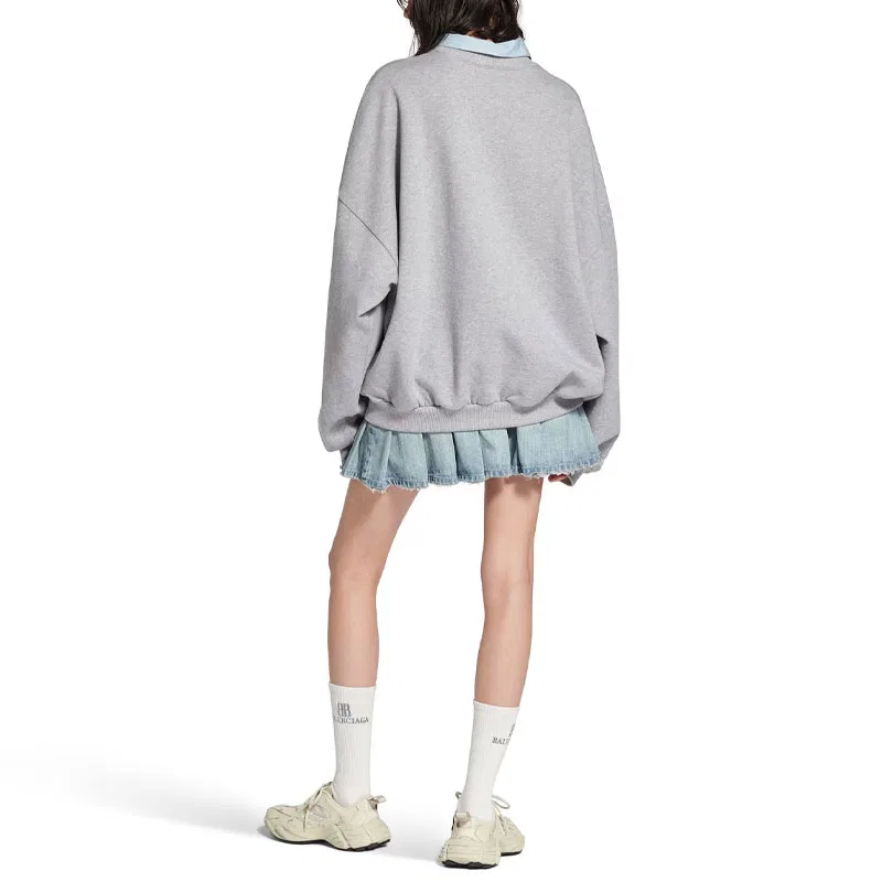 Свитшот свободного кроя Balenciaga серый — фото 4