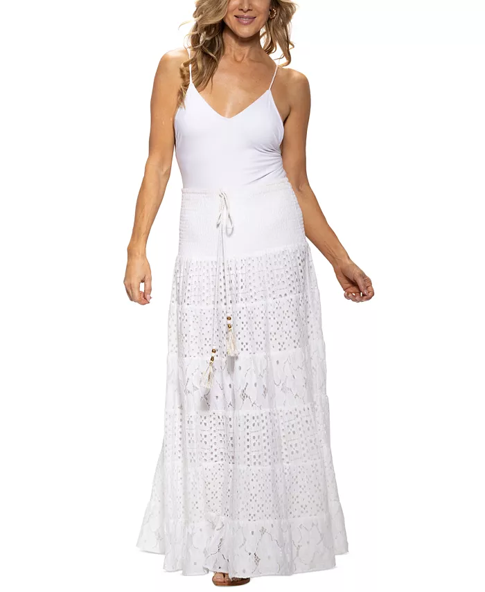 

Женская хлопковая кружевная накидка Convertible Cover-Up Dotti, белый