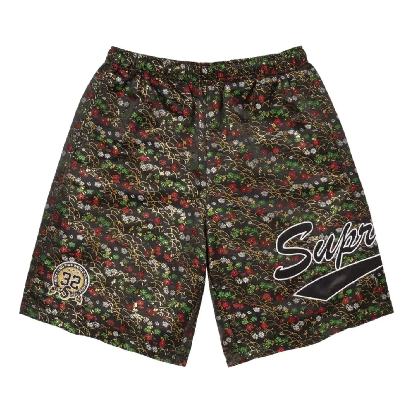 Шорты Supreme SS26 с цветочным жаккардовым принтом, черные