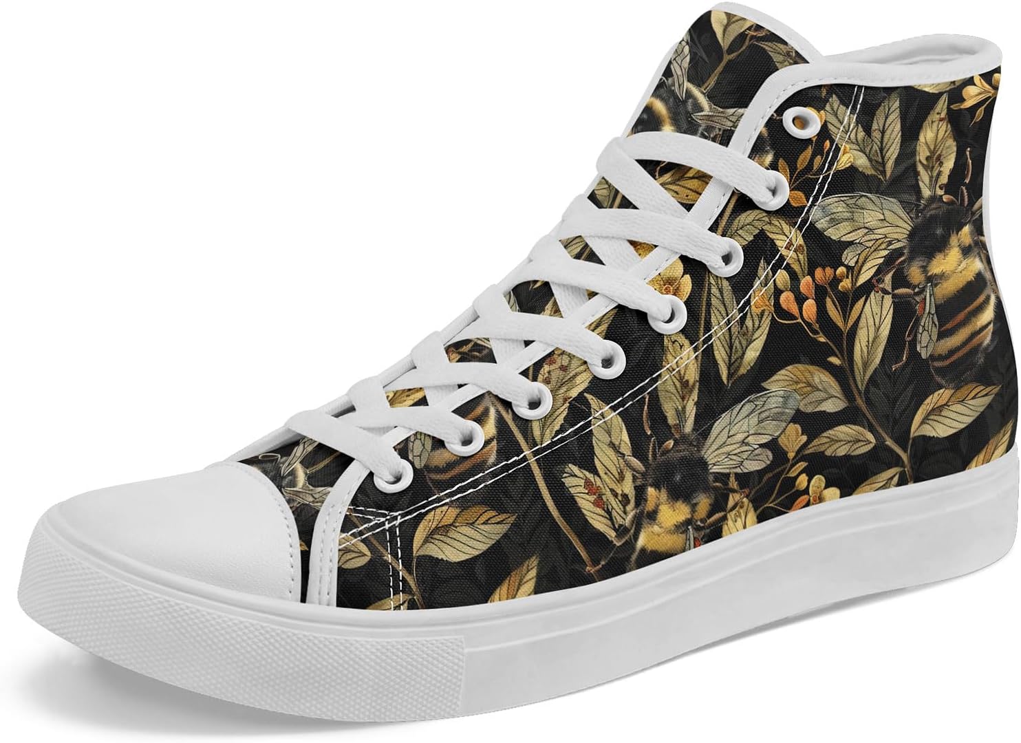 

Кроссовки на высокой подошве AWSOLE Fashion из канвы для мужчин и женщин, унисекс, с принтом пчелы, бабочки, луны и цветов, легкие повседневные обувь на плоской подошве, белый/черный/коричневый/темно-зеленый/бежевый