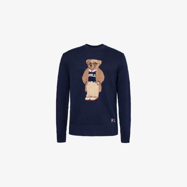 

Джемпер из смесового льна и хлопка с вышивкой Polo bear Polo Ralph Lauren, синий