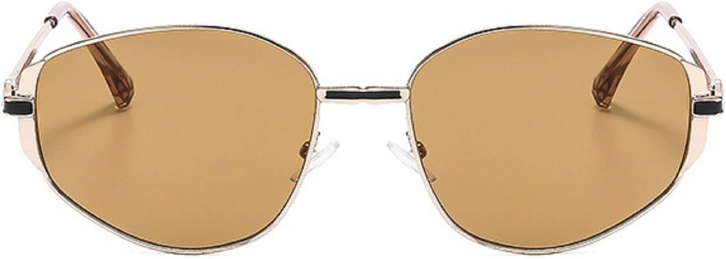 

Женские солнцезащитные очки в маленькой металлической оправе «кошачий глаз», модные, класса люкс, с защитой от УФ-излучения UV400, мужские винтажные панк-очки mincl, Gold