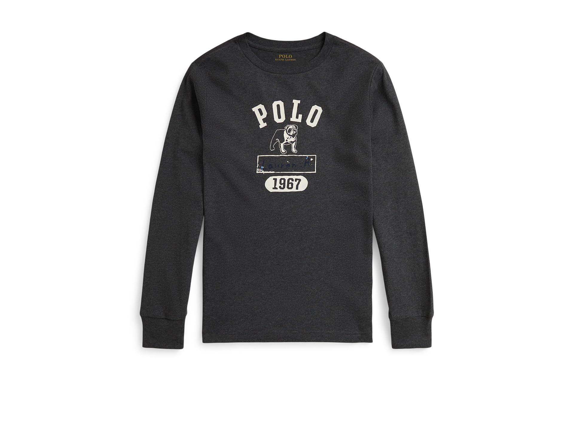 Футболка Polo Ralph Lauren Kids Cotton Jersey Graphic Long Sleeve Tee, цвет Windsor Heather — фото 2