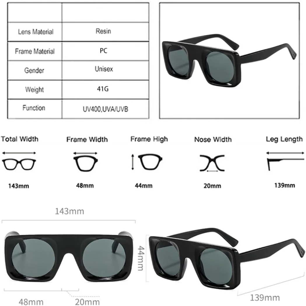 

Винтажные квадратные солнцезащитные очки для женщин, градиентные зеркальные очки с защитой от УФ-излучения UV400, модные панк-очки для мужчин TVTBBVV, Black Tea