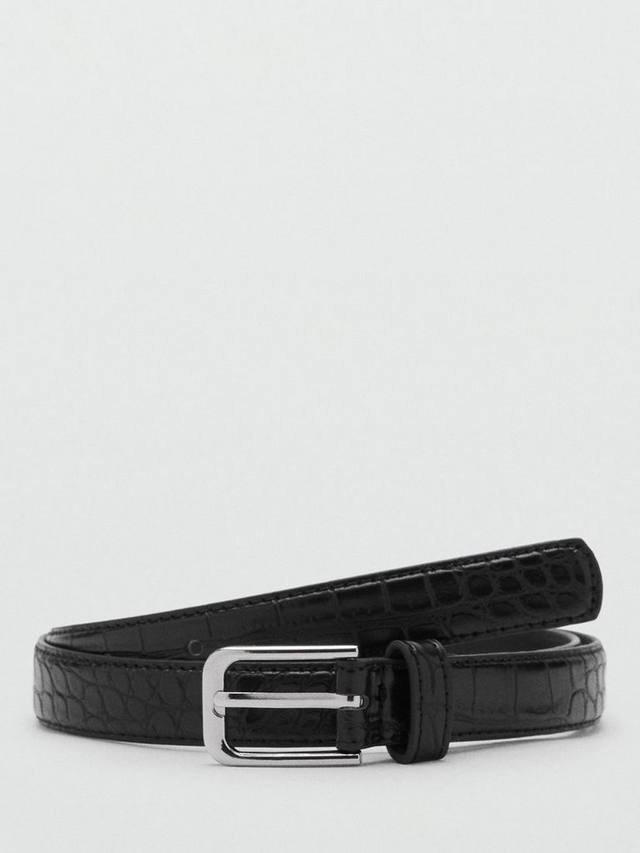 

Ремень Mirta с текстурой крокодила Mango, Black