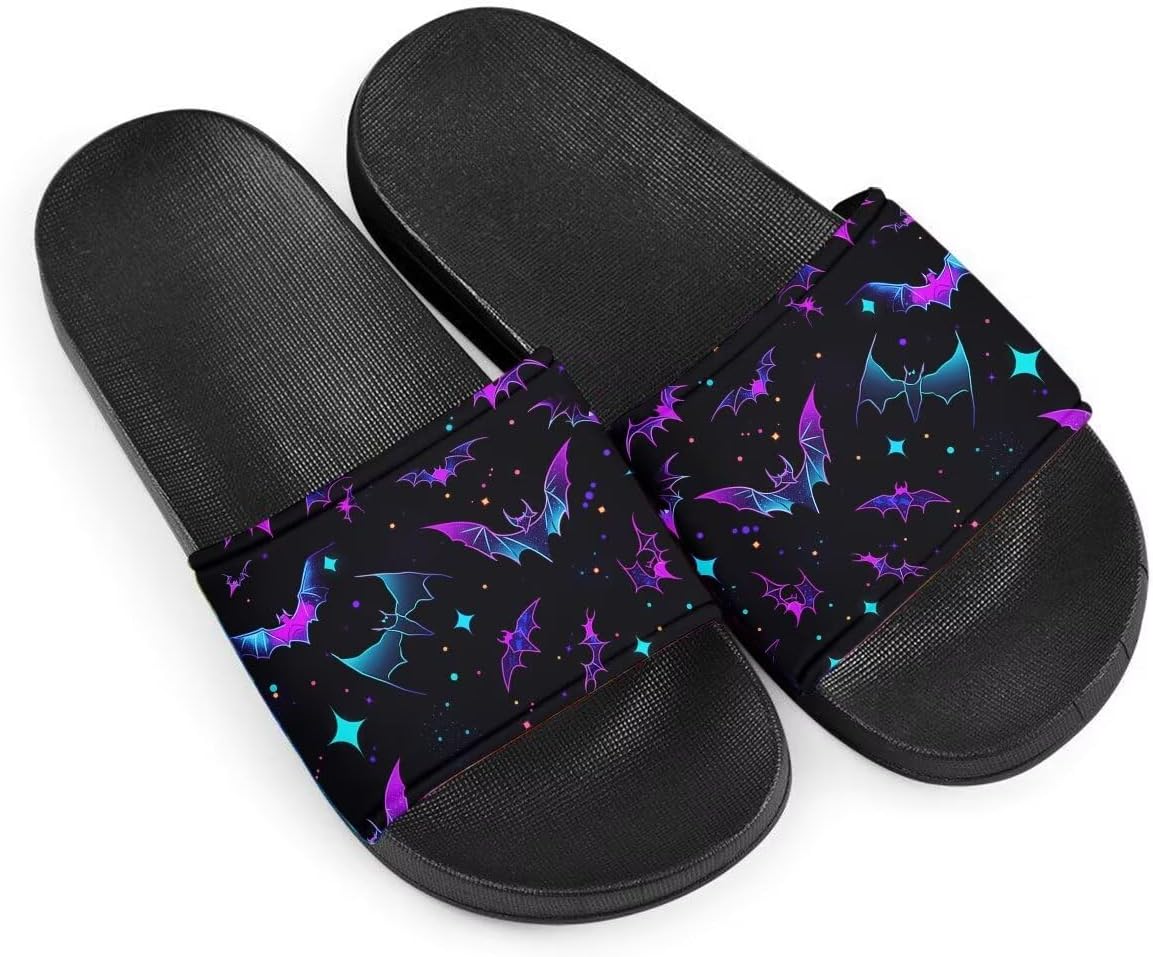 

Женские сандалии Комфортные Легкие Летние Сандалии Нескользящие Шлепанцы с Принтом Страшной Летучей Мыши Для Пляжа, Отеля, Дома и На Улице Getelinseng, фиолетовый