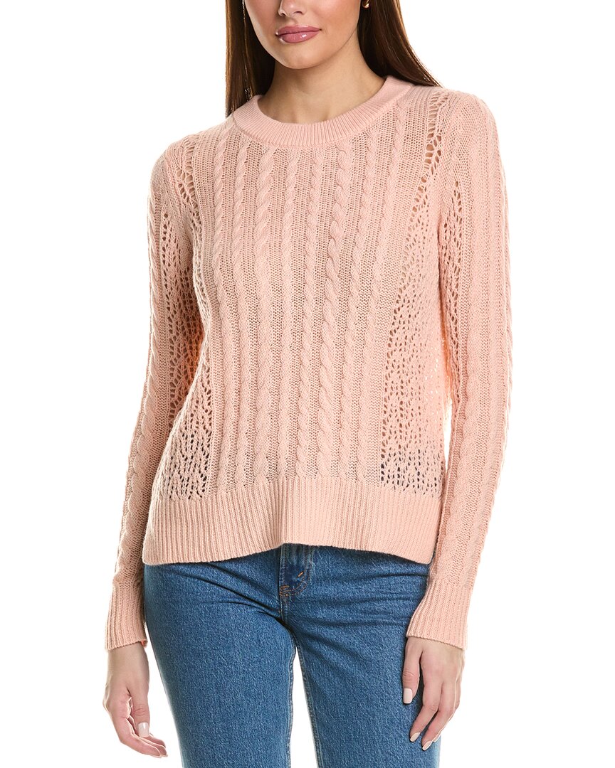 

Осенний кашемировый свитер с ажурной и косичной вязкой Autumn Cashmere, розовый