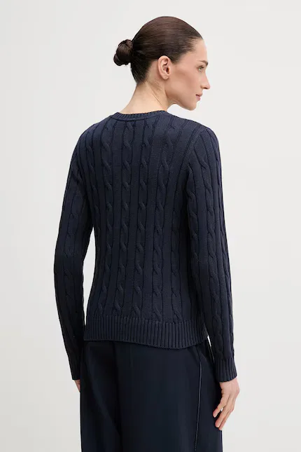 Свитер с фактурной вязкой CREW NECK CABLE U.S. Polo Assn., синий — фото 3