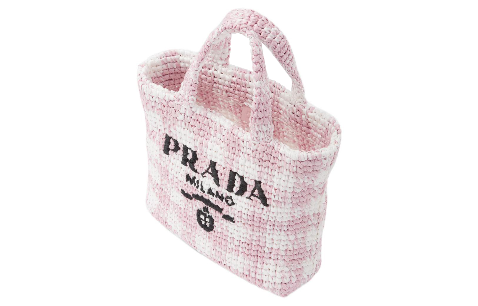 Маленькая женская сумка из соломы, лозы и рафии снежно-розового цвета PRADA — фото 3