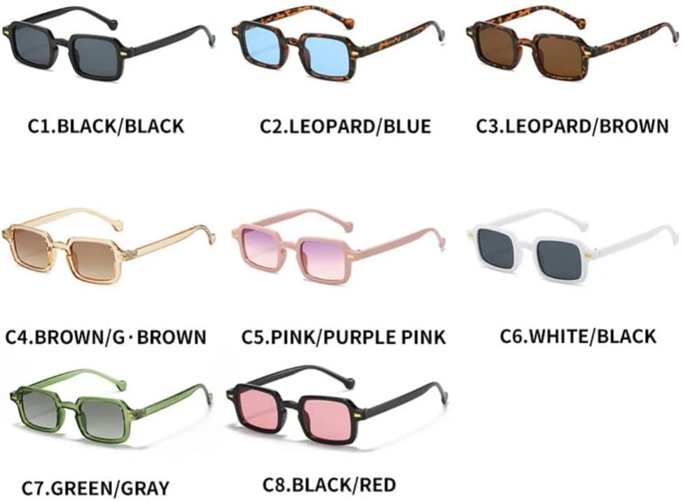 

Солнцезащитные очки прямоугольной формы для женщин, овальные, винтажные, квадратные, мужские и женские, с защитой от бликов и УФ-излучения UV400 UJNHGQ, C8