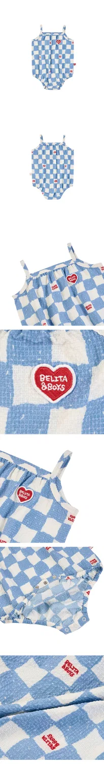 Детский боди Belita&Boys Baby Checkerboard Poly Seersucker без рукавов, светло-голубой — фото 3