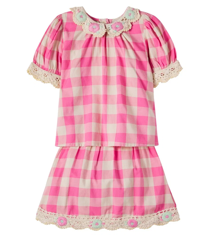 Комплект от Anais: вязаный крючком топ и юбка из хлопковой смеси Bebe Organic, розовый