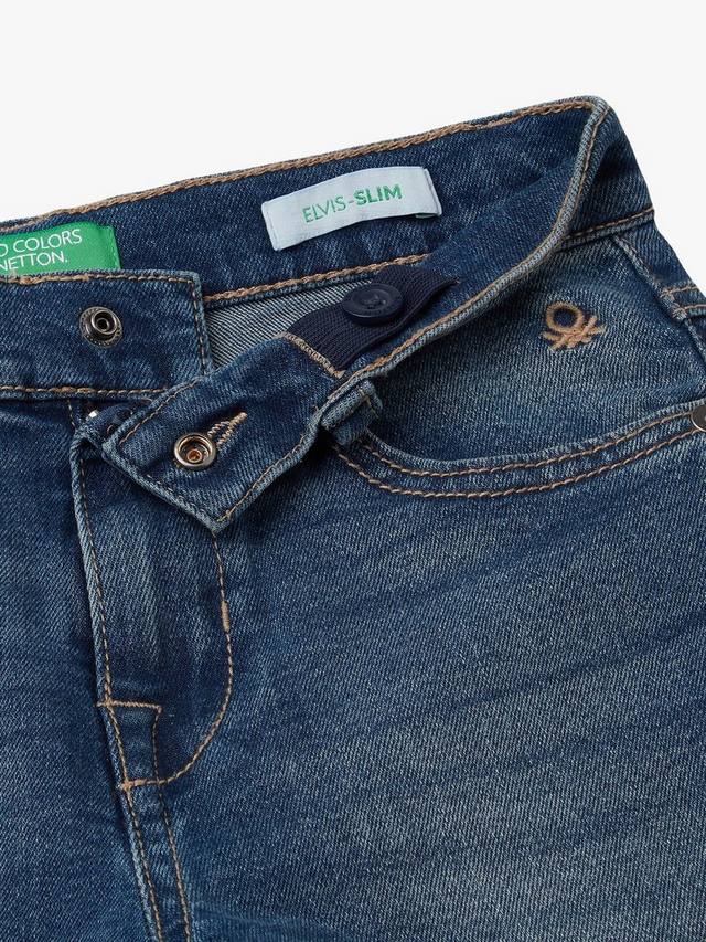 Детские джинсы Elvis Slim с пятью карманами Benetton, Dark Blue — фото 3