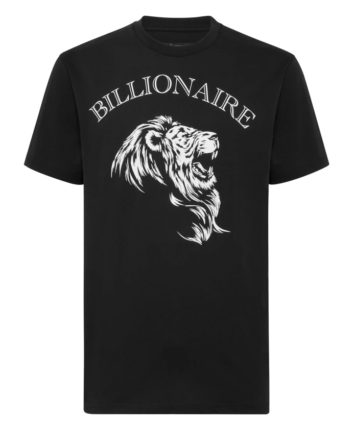 

Футболка с вышивкой и круглым вырезом, изображающим льва. Billionaire, черный