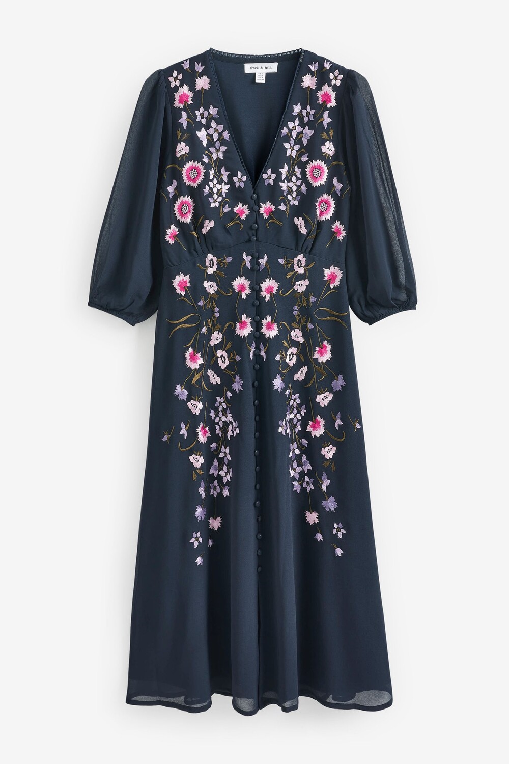 

Синее платье макси с вышивкой Frock & Frill Frock and Frill, синий