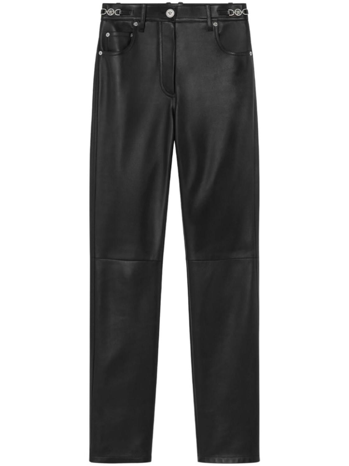 

Кожаные брюки Versace, черный