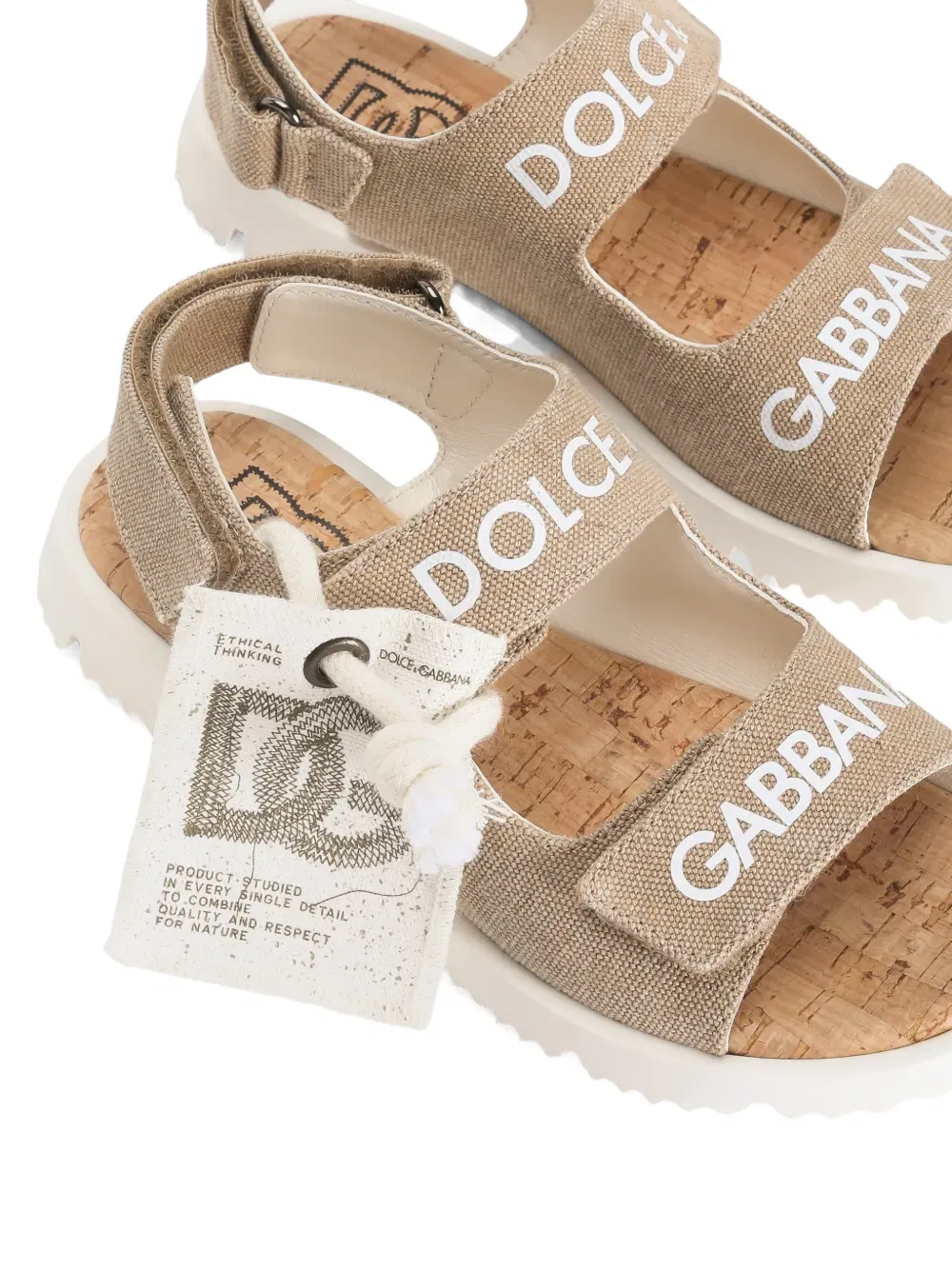 Сандалии из парусины Dolce & Gabbana Kids, нейтральный — фото 4