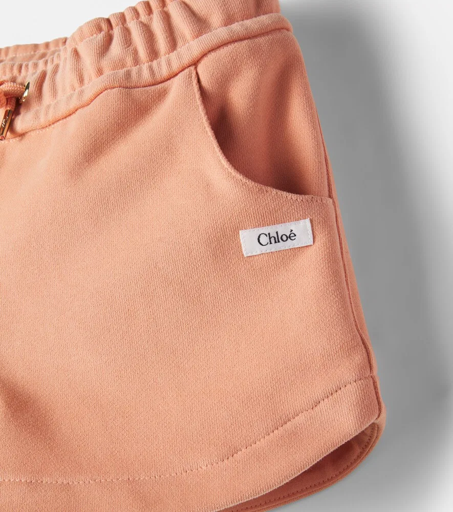 Хлопковые трикотажные шорты Chloé Kids, оранжевый — фото 3