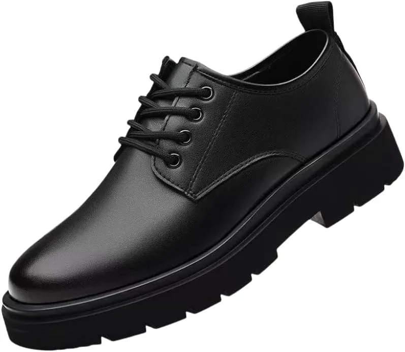 Men's Shoes - lace-up Formal and Casual Decorative, Anti-Slip PVC Soles & PU Shock-Absorbing Insoles, Low-top Business Suitable for Office, Wedding and Daily wear - All-Season Clolinde, черный