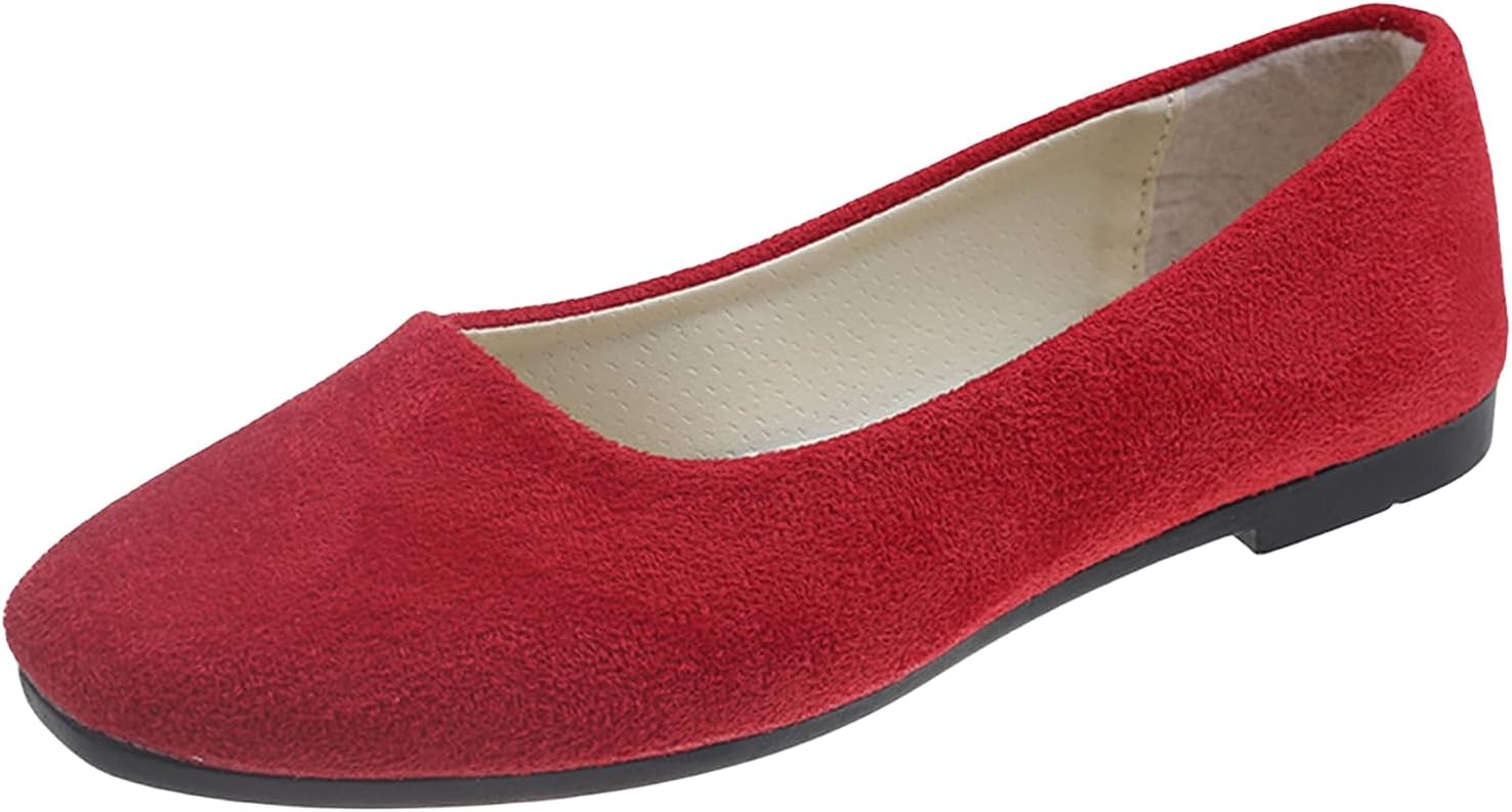 

Женские балетки с квадратным носком, повседневные легкие ходовые туфли, удобные офисные туфли на каждый день, балетки-слипоны, плоские нарядные замшевые лоферы нюдового цвета Movnebyro, красный