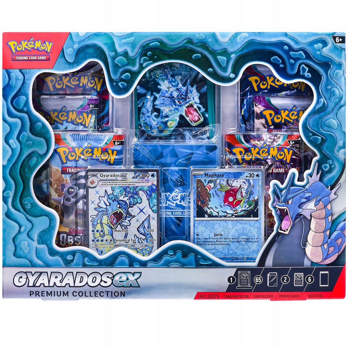 

ККИ Pokemon Gyarados Ex Premium Collection — 6 бустеров + 65 футболок