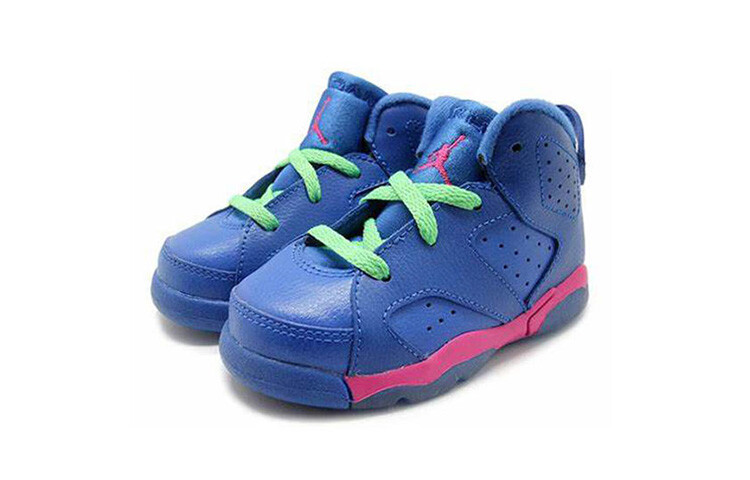 Кроссовки Air 6 Toddler TD Mid-top розовые/синие Jordan — фото 3