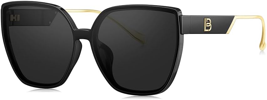 

Женские модные солнцезащитные очки BOLON в форме «кошачьих глаз» с поляризованным покрытием, эксклюзивный бренд очков EssilorLuxottica, Gloss Black/Grey Polarized Large