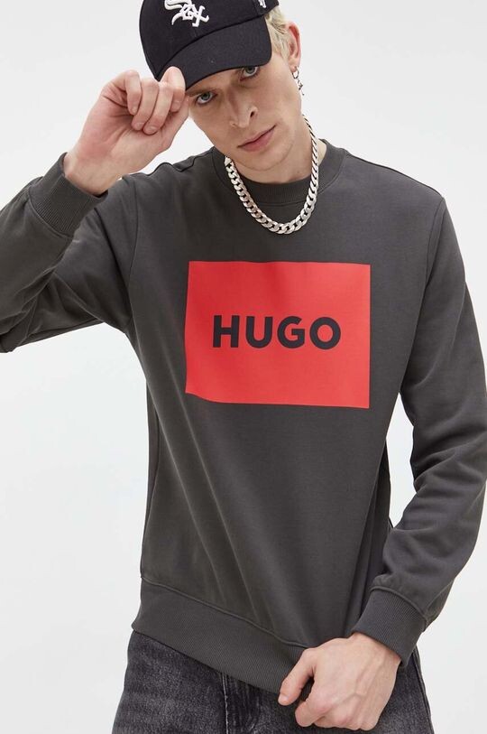 

Хлопковая толстовка Hugo, серый
