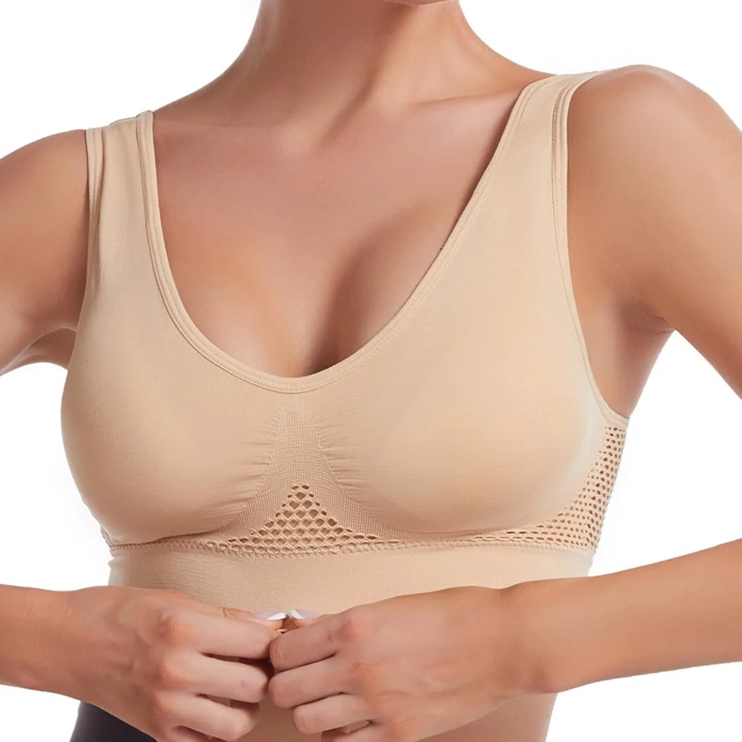 Спортивный бюстгальтер Breathable Cool Liftup Air Bra, женский, бежевый — фото 3