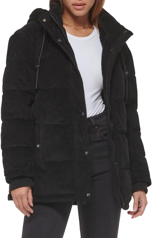 

Levi's Женская стёганая пуховик-булка, Black Corduroy