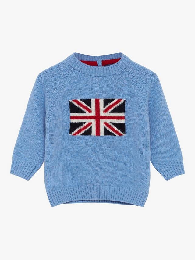 

Графический джемпер baby george union jack Trotters, цвет Pale Blue