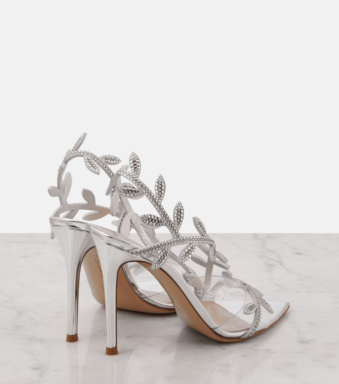 Босоножки Flavia 105 из зеркальной кожи с декором Gianvito Rossi, Trasp+Silver+Silver — фото 2