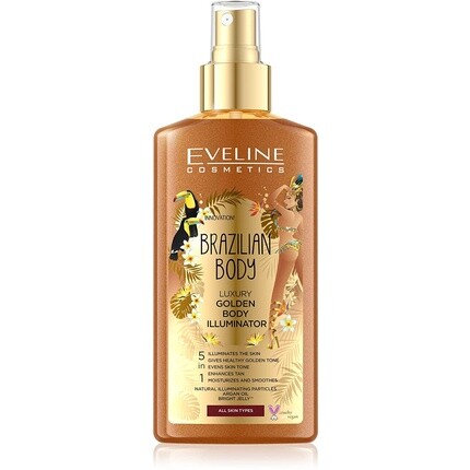 

Eveline Brazil Body Роскошный золотой бронзирующий спрей 5 в 1 увлажняет, осветляет, разглаживает и выравнивает тон кожи 150 мл, Eveline Cosmetics