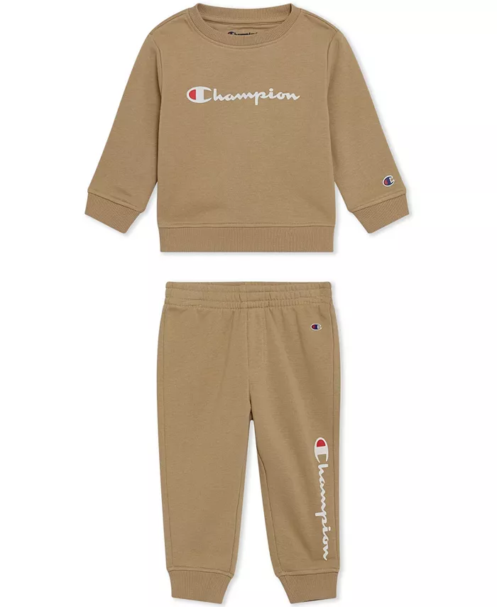 

Детский комплект для мальчиков из двух предметов: толстовка с длинным рукавом и джоггеры Champion, загар/бежевый