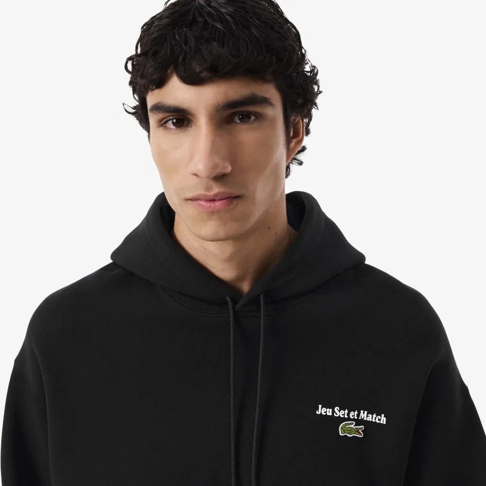 Мужское худи свободного кроя с графическим принтом SH5947-55N чёрное от Lacoste — фото 2