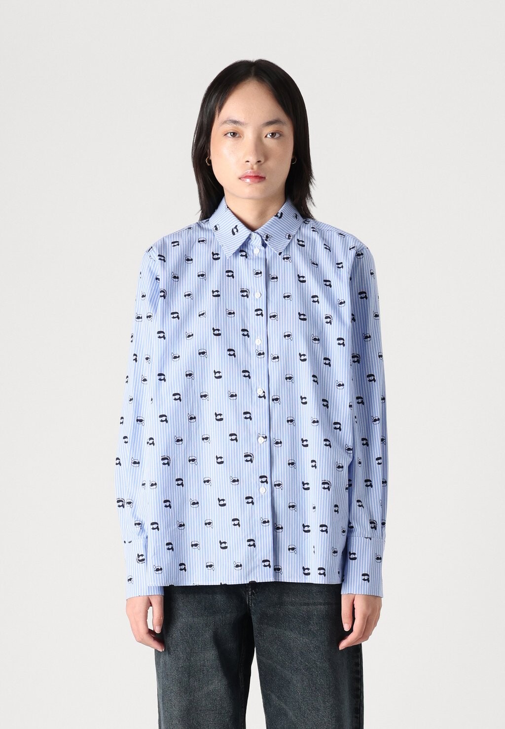 

Блузка на пуговицах IKON PRINT BLOUSE KARL LAGERFELD, светло-голубой