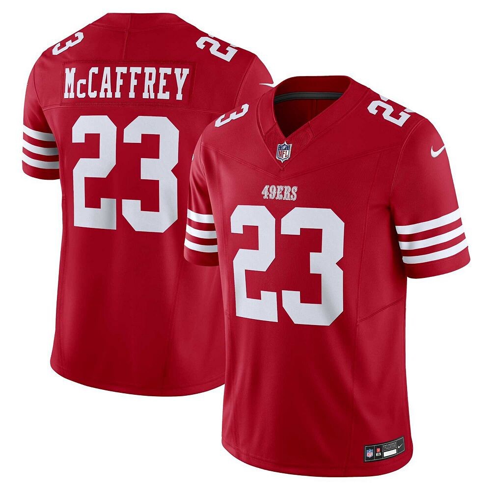 Мужская обувь Nike Christian McCaffrey Scarlet San Francisco 49ers Vapor F. Ограниченный Джерси, красный — фото 2