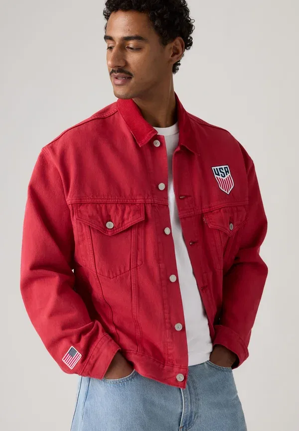 Куртка джинсовая футбольная Levi'S Type III Trucker, красный — фото 3