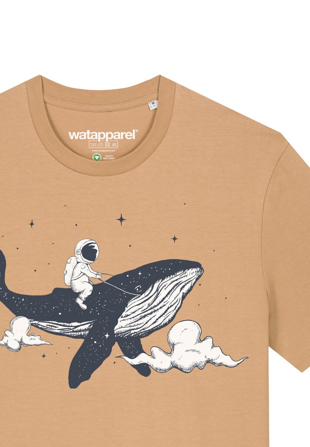 

Футболка с принтом SPACEWHALE watapparel, бежевый