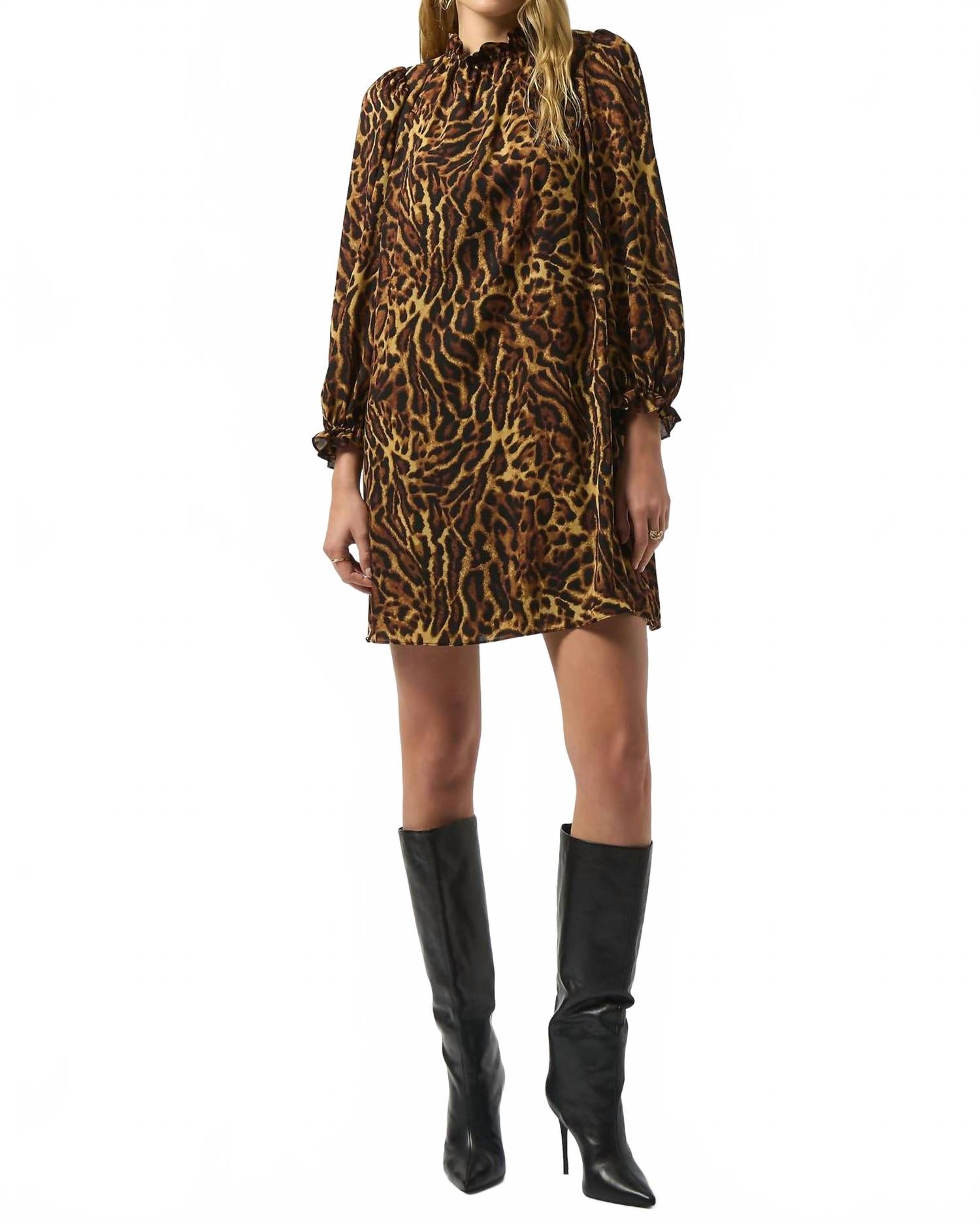 

Joseph Ribkoff Трапеция из переработанного жоржета с анималистическим принтом, черно-коричневая