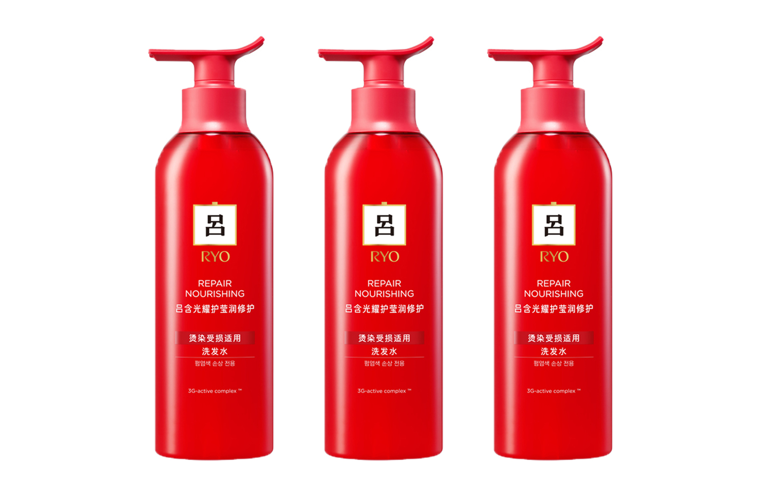 

Восстанавливающий шампунь для сияющих волос восстановление, очищение, контроль пушистости аромат мыла улучшенный 400мл/400мл*2/920мл Ryo, New Version красный Lü Shampoos 400ml*3