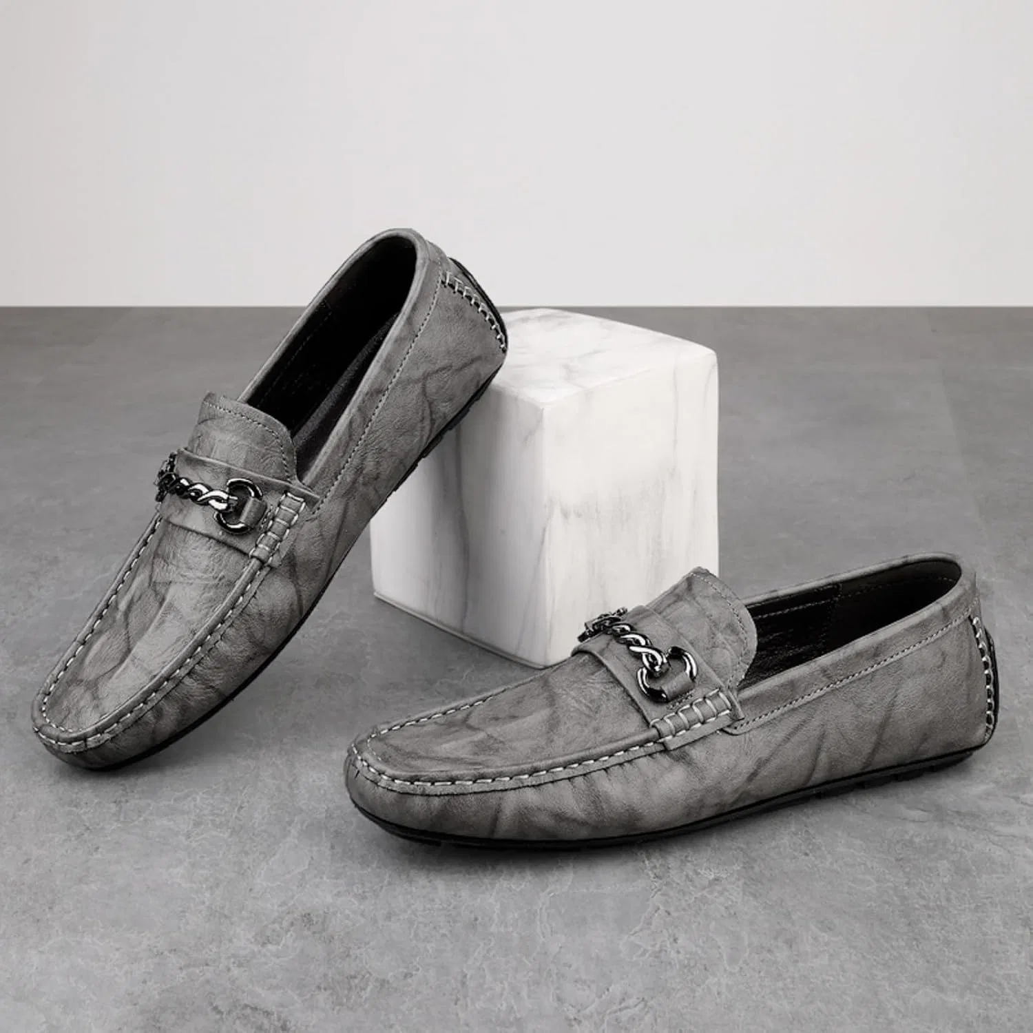 Мокасины кожаные Loafers Grey ZBKHZD — фото 4