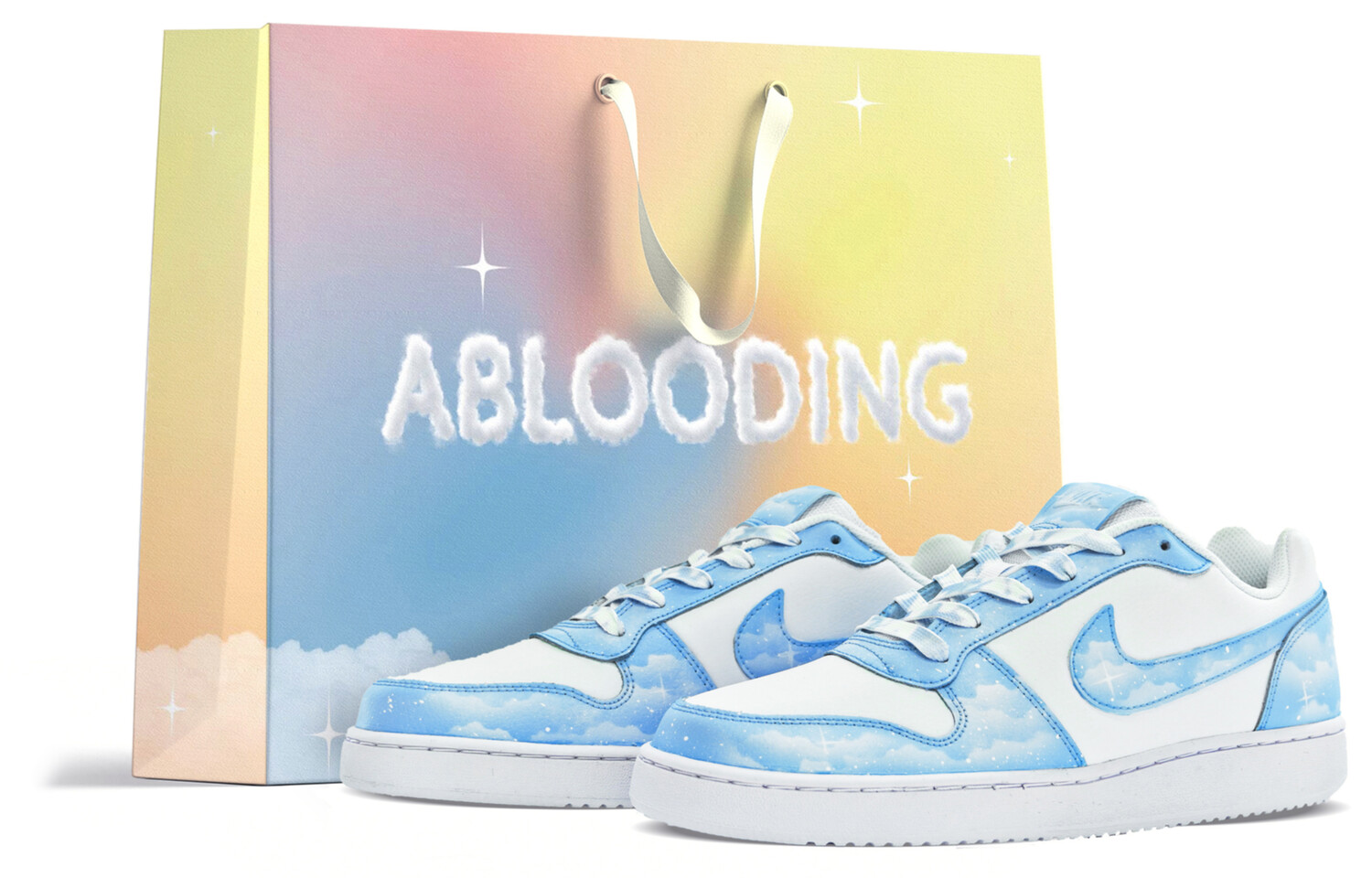

Кроссовки Nike EBERNON Skateboard Shoes Men Low-Top Blue/White, Белый, Кроссовки Nike EBERNON Skateboard Shoes Men Low-Top Blue/White