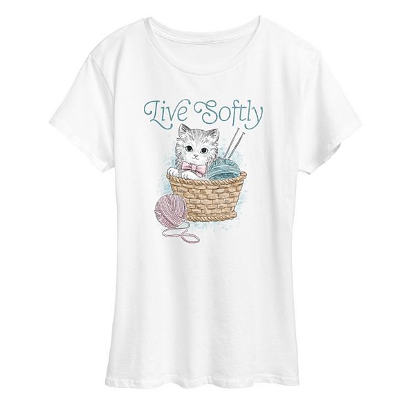 

Женская футболка с принтом котенка в стиле вязания крючком Licensed Character, White, Белый, Женская футболка с принтом котенка в стиле вязания крючком Licensed Character, White