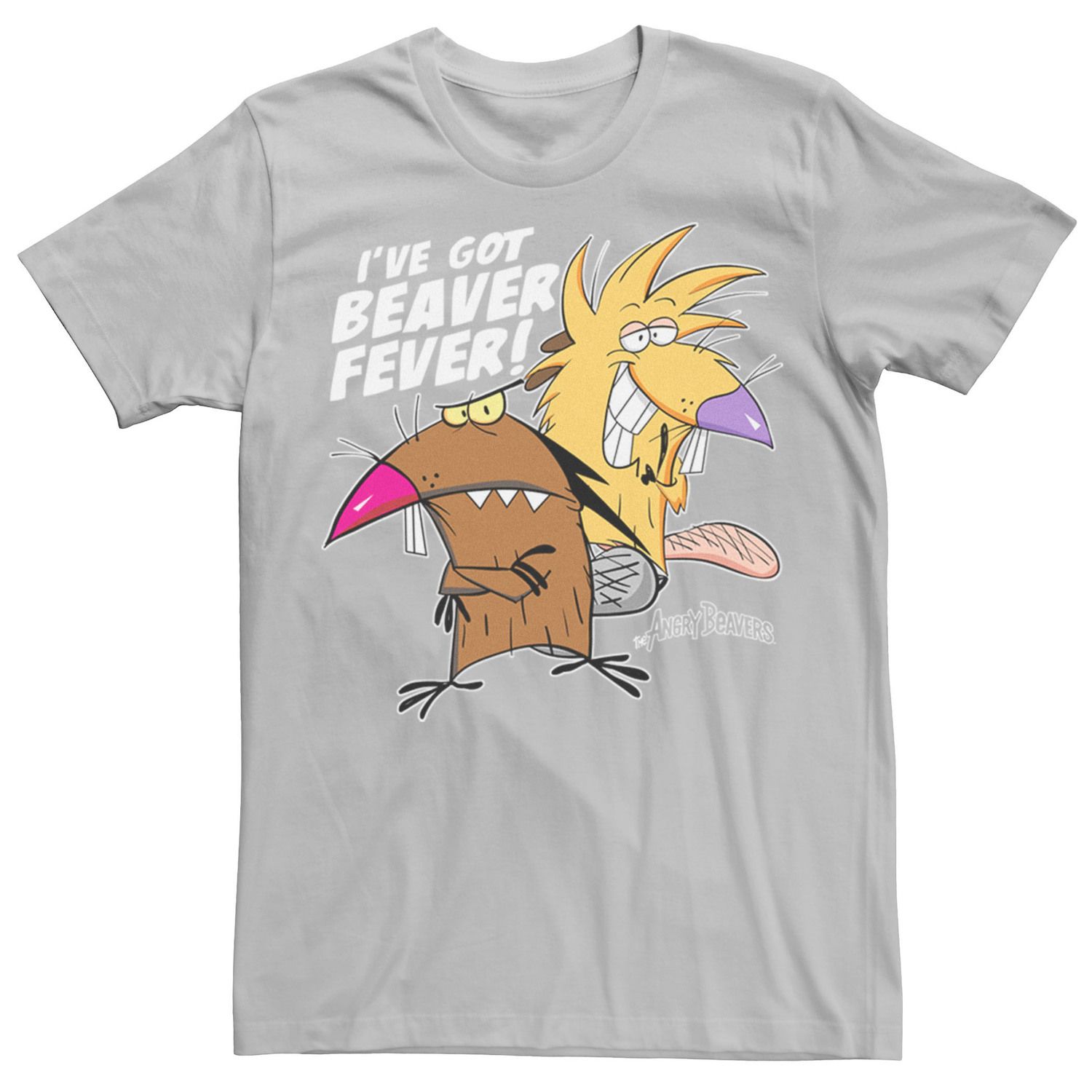 

Мужская футболка Angry Beavers I've Got Beaver Fever с портретом Licensed Character, серебристый