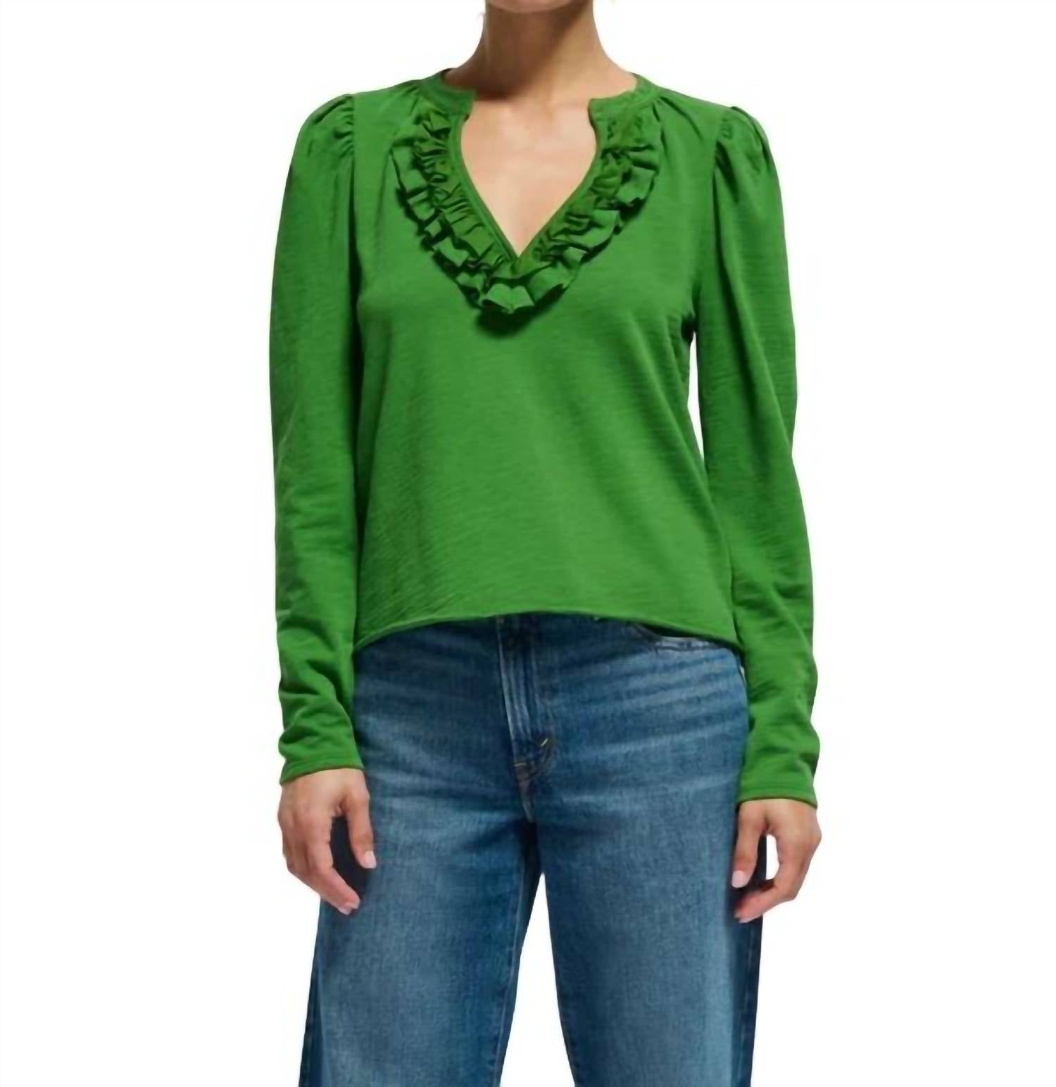 

Топ Valita с разрезом на горловине в цвете салонный зеленый Nation LTD