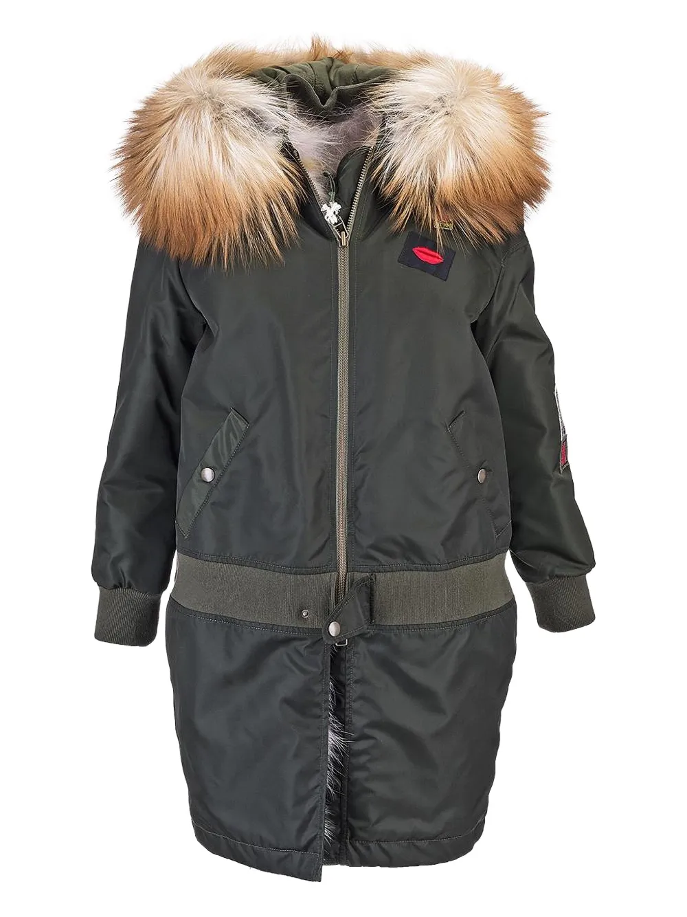 

Пальто с капюшоном и искусственным мехом Mr & Mrs Italy, зеленый